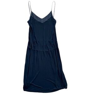 James Perse 100% Tencel Black V-Neck Sleeveless Midi Dress size 3 / Women's sz L